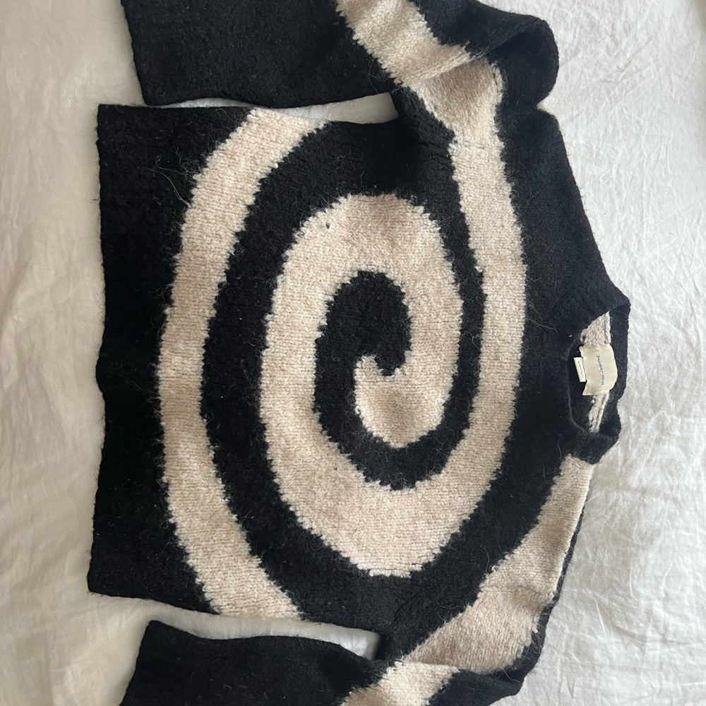 Paloma Wool Black and Cream Spiral Sweater